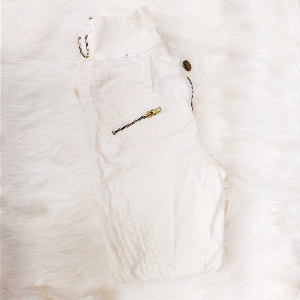 Current/Elliott Bone White Corduroy Soho Zip
